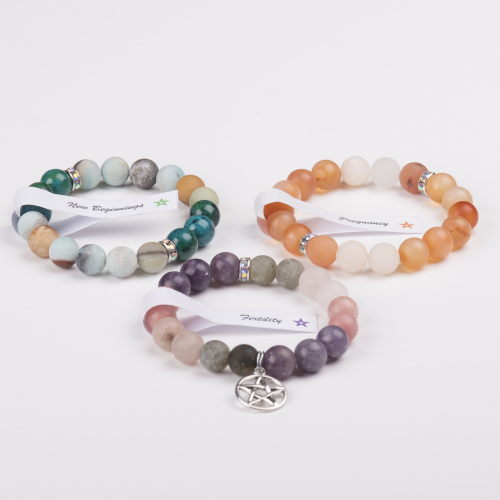 TRIPLE SET of Fertility/Pregnancy/Beginnings Bracelet NATURAL Gemstones EXTRA LARGE