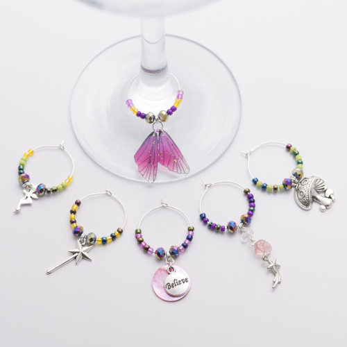 ENCHANTED FAIRY HOLLOW Wine GLASS CHARMS Set of 6 