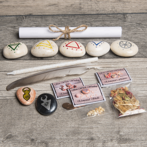 GOD, GODDESS & ELEMENT (Earth, Air, Fire, Water, Spirit) Symbols Altar Kit