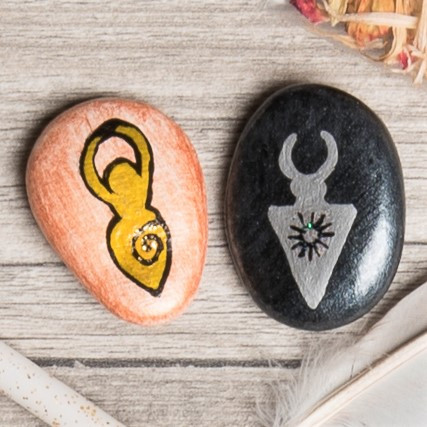 GOD & GODDESS Travel Altar Hand Painted Sea Stone XL