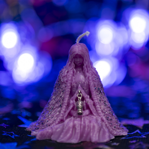 PURPLE Crystal Ball WITCH CANDLE -  WITH Hidden Gemstone Core