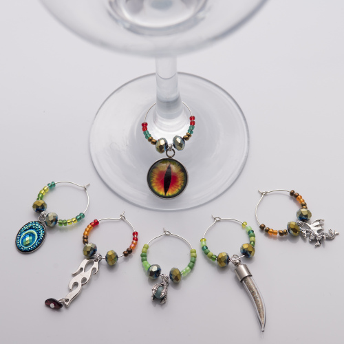 SPIRIT OF THE DRAGON Wine GLASS CHARMS Set of 6