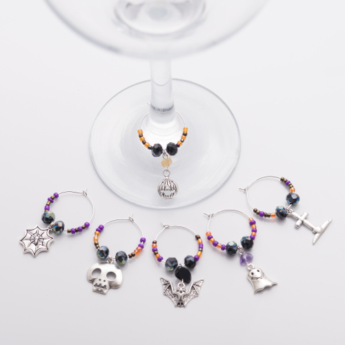 HAUNTED HALLOWEEN Wine GLASS CHARMS Set of 6