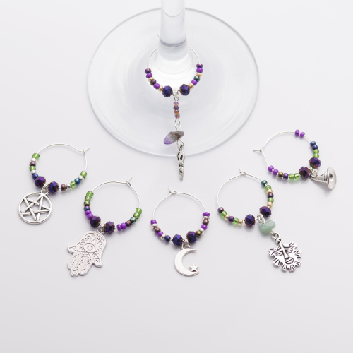 WICKEDLY WITCHY Wine GLASS CHARMS Set of 6 